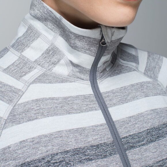 Lululemon - sz 6 - Race Your Pace 1/2 Zip Pullover in Marshmallow Stripe Grey - Picture 10 of 13